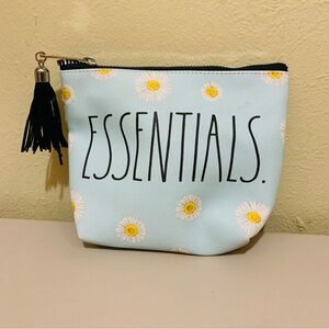 Rae Dunn Sunflower Blue Zipper Cosmetic Pouch Bag with tassel